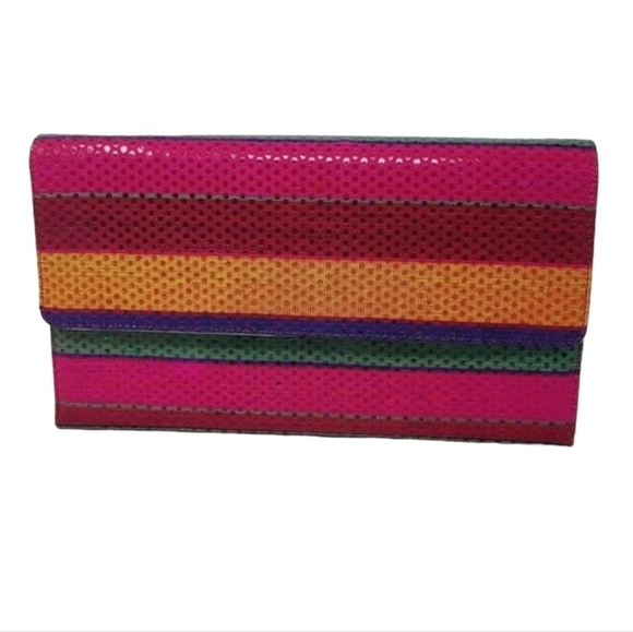 Timothy Hitsman | Vintage Multicolor Large Striped Rectangular Shaped Clutch Bag - Picture 1 of 13